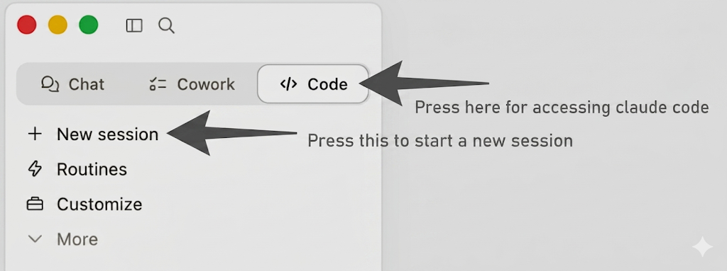 Claude Code — start a new session
