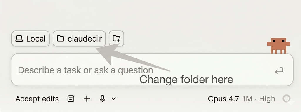 Claude Code — change folder in the prompt window